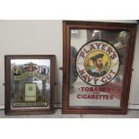 Two branded promotional mirrors for Players Cigarettes  16" x 20"  framed; and Dickens & Grant