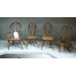 Four items of 20thC miniature/traders sample chairs of varying styles and designs  bears possibly