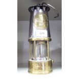 A 19thC Protector Lamp & Lighting Co Ltd Type Sl brass and silvered steel miners lamp  stamped 66