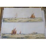 WH Pearson - a pair of marine studies, shipping under sail  watercolours  bearing inscriptions and