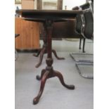 A late 19thC mahogany pedestal table, on a turned column and tripod base  29"h  20"w