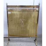 A mid 20thC lacquered brass firescreen, raised on splayed feet  29"h  21"w