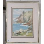 Louis Mortimer - 'Lands End'  watercolour  bears a signature  10" x 14"  framed