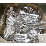 Mainly EPNS, variously patterned tableware, cutlery and flatware