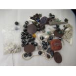 Component parts of costume jewellery: to include glass beads and scarab beetle tablets