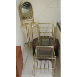 Small modern furniture: to include a tubular brass finished magazine table  19"h  16"sq; and a