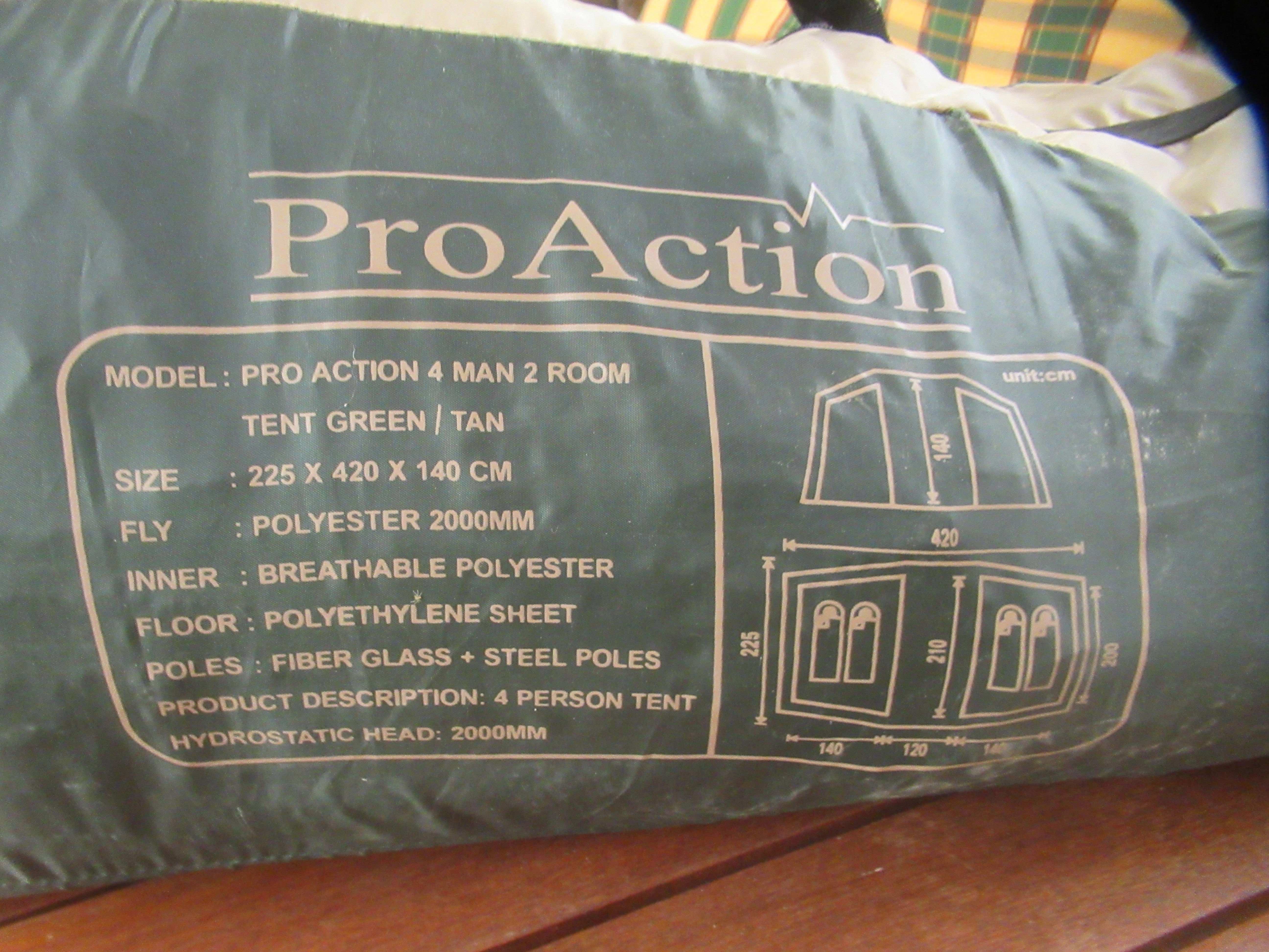 A Pro Action two man, two room tent, in a carrying bag - Image 3 of 3