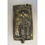 A cast brass novelty vesta case in the form of a seated cat