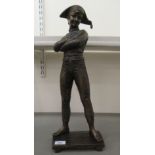 A modern bronze effect figure, a young pirate with arms folded  19"h