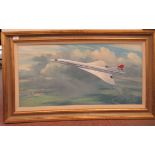 Douglas Eltridge - Concorde flying over Windsor Castle  oil on canvas  bears a signature  17' x 35'