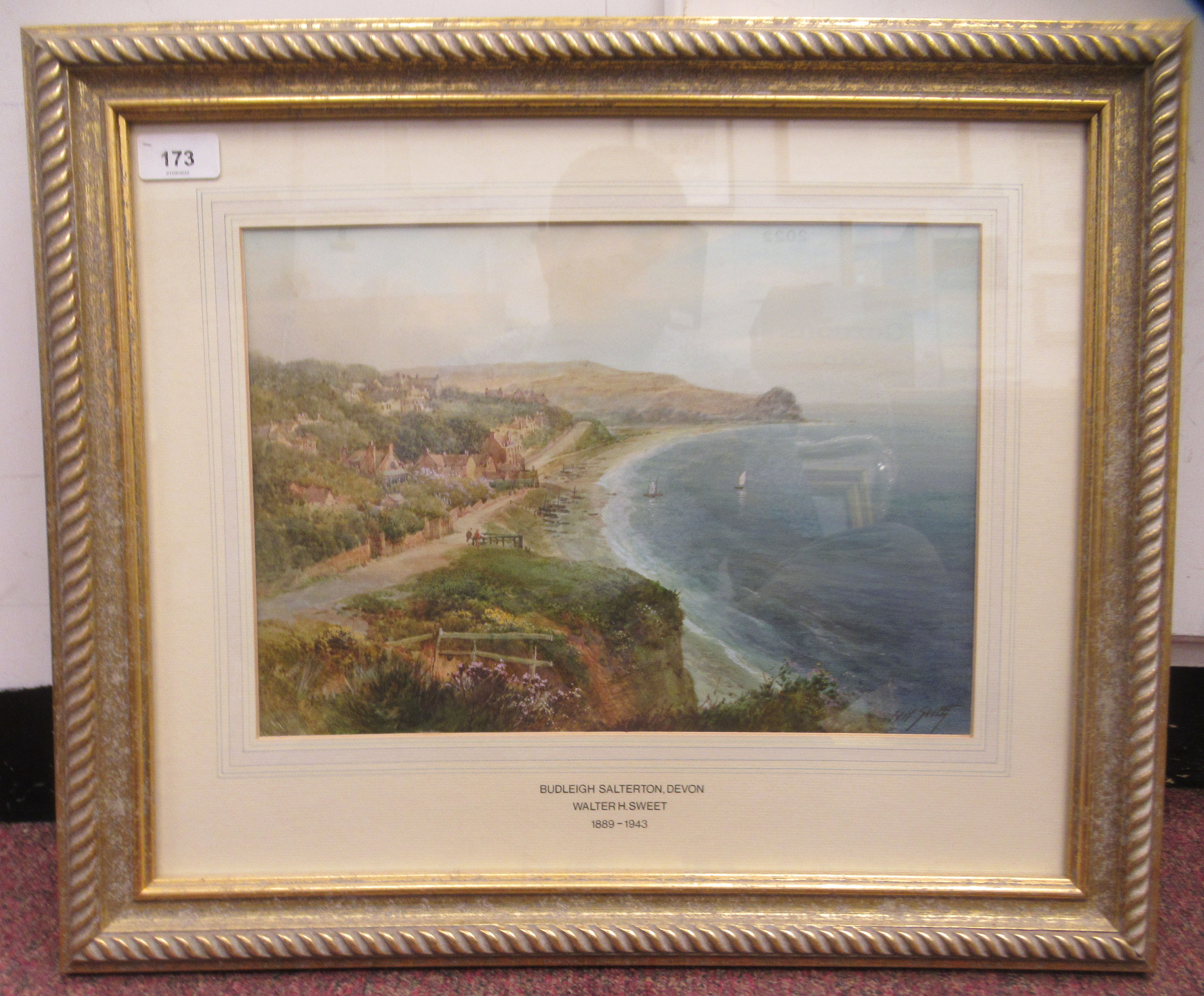 Walter H Sweet - 'Budleigh Salterton, Devon'  watercolour  bears a signature  9.5" x 13.5"  framed