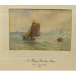 T Bush Hardy - fishing boats by a buoy  watercolour  bears a signature  4.5" x 6.5"  framed