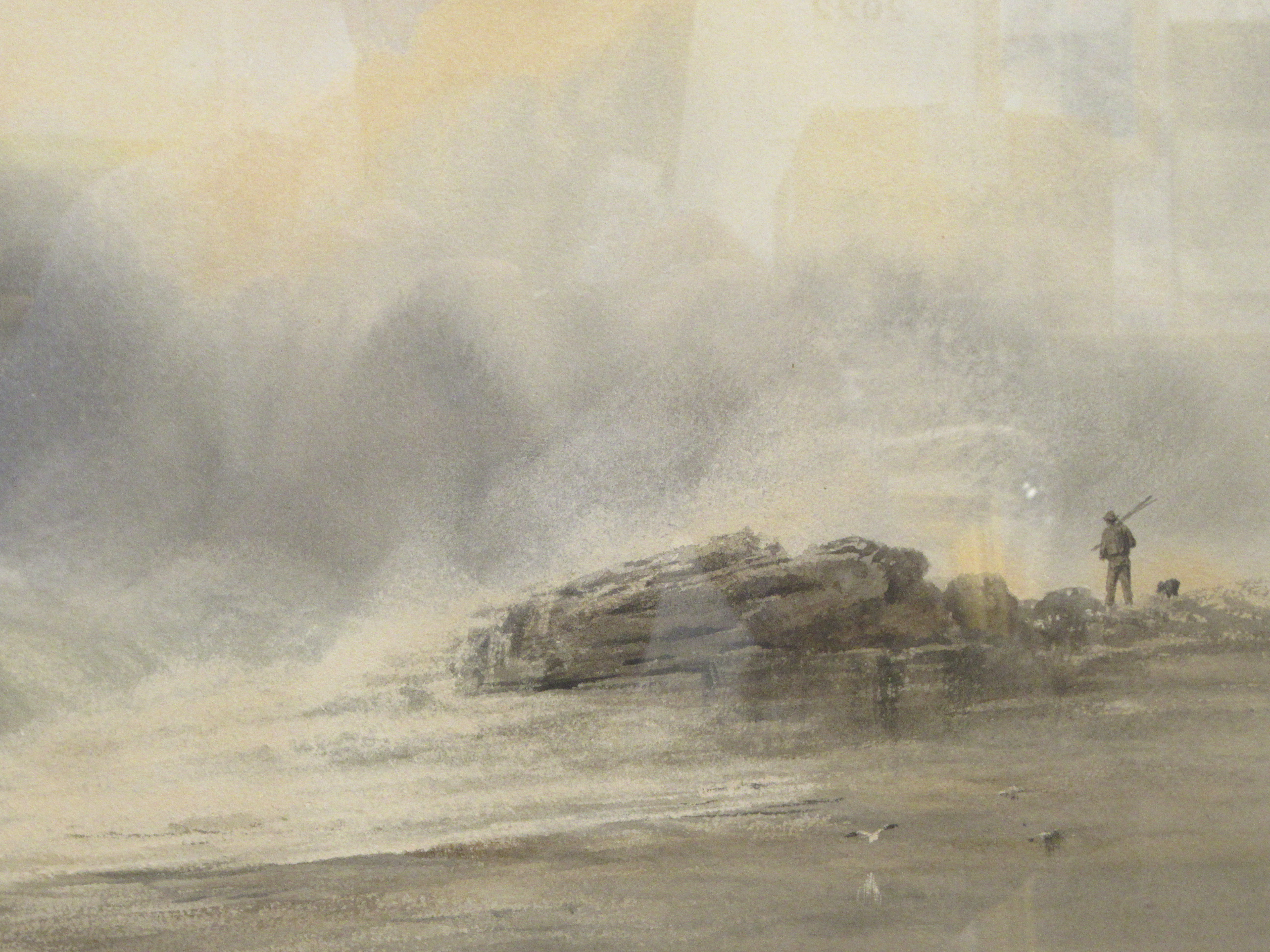 George Lothian Hall - 'A figure on a stormy coastline'  watercolour  bears a signature & dated - Image 2 of 6