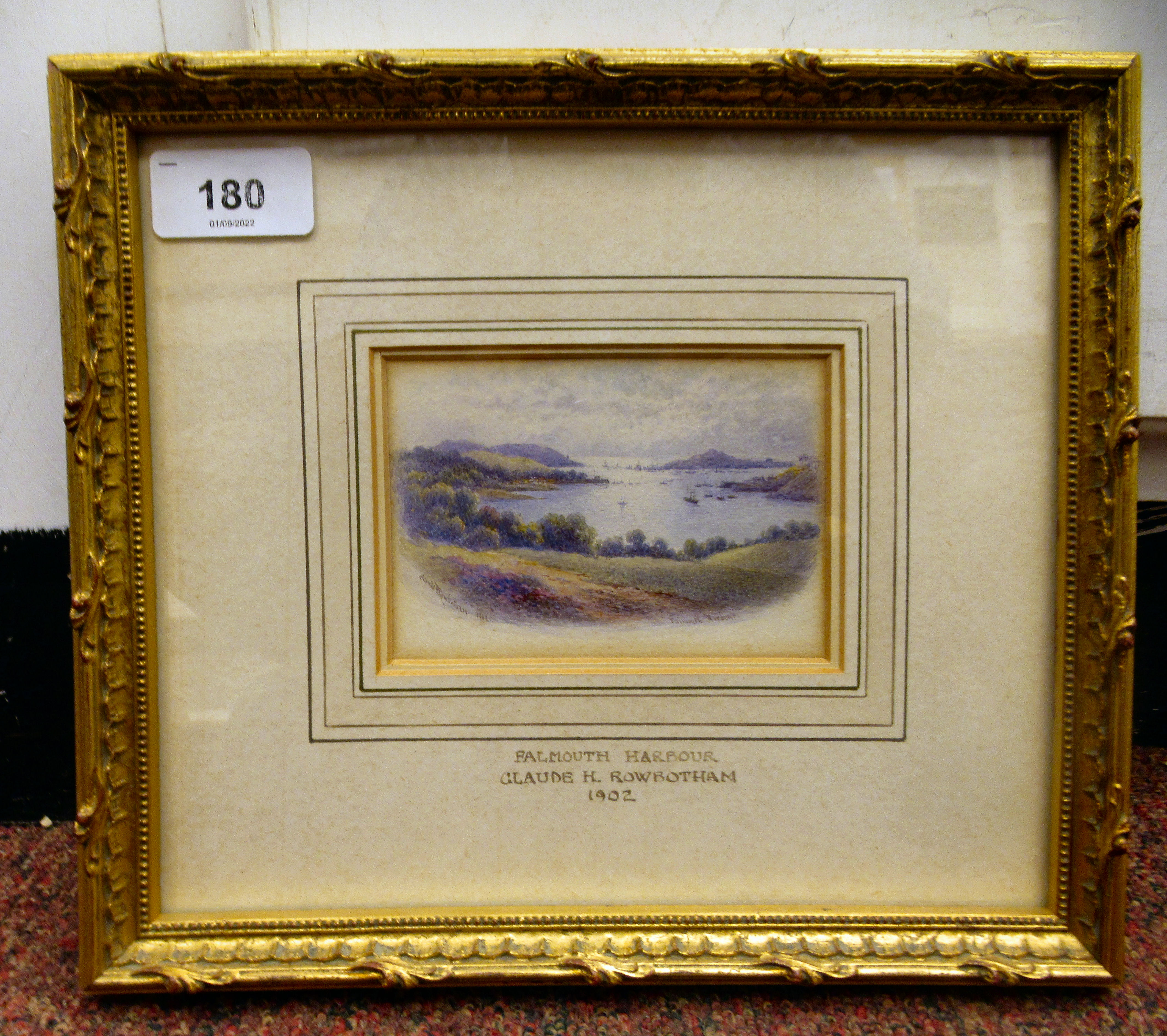 Claude H Robotham - 'Falmouth Harbour'  watercolour  bears a signature, inscription & labels - Image 2 of 5