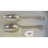 A pair of George III silver Old English pattern tablespoons  TE  London marks rubbed