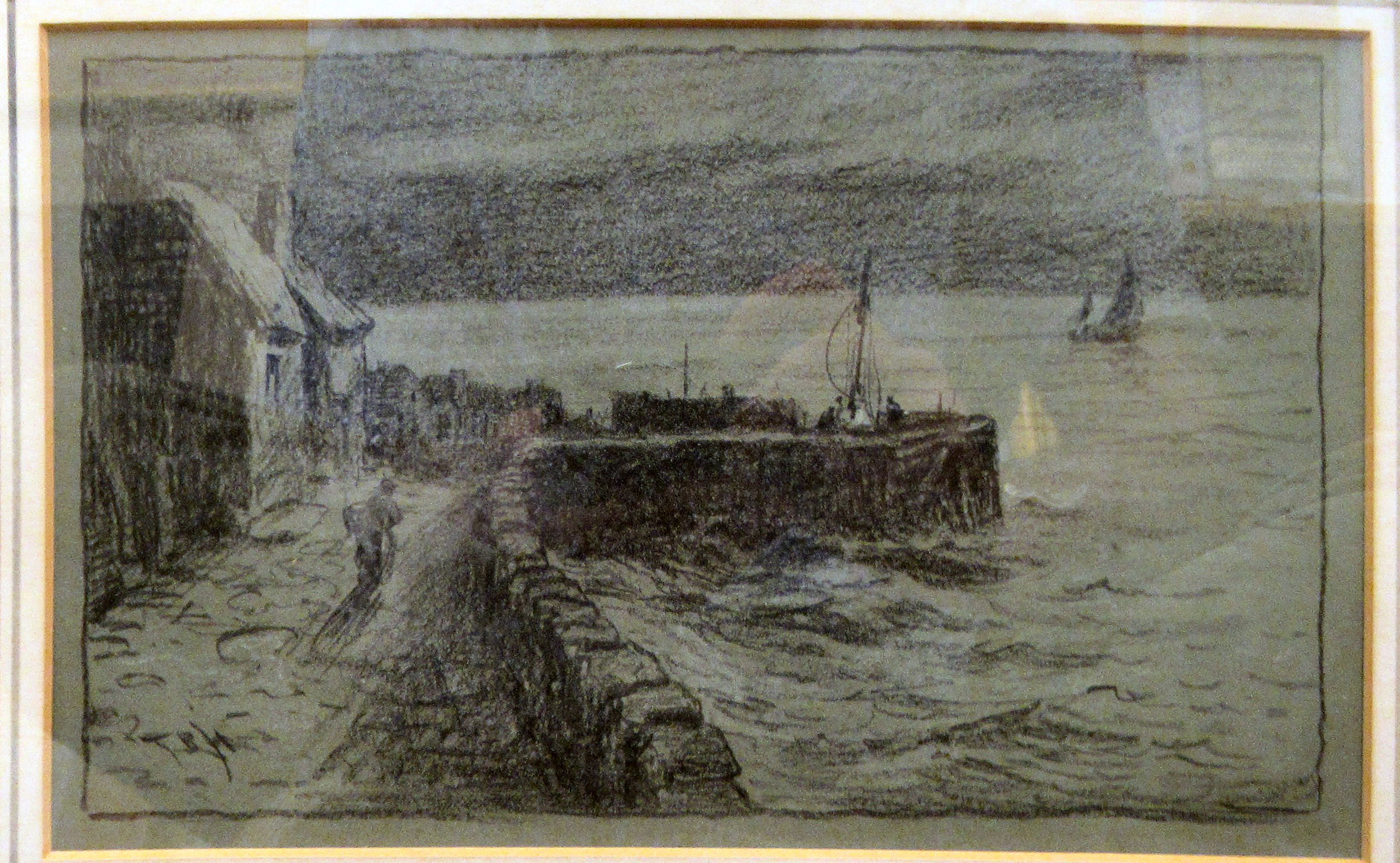 T Bush Hardy - 'The Oncoming Storm'  charcoal  bears initials TRH & labels verso  6" x 9.5"  framed - Image 2 of 7