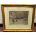 Lewis Pinehorn Wood - 'A Winter Sunset'  watercolour  bears a signature  9.5" x 13.5"  framed