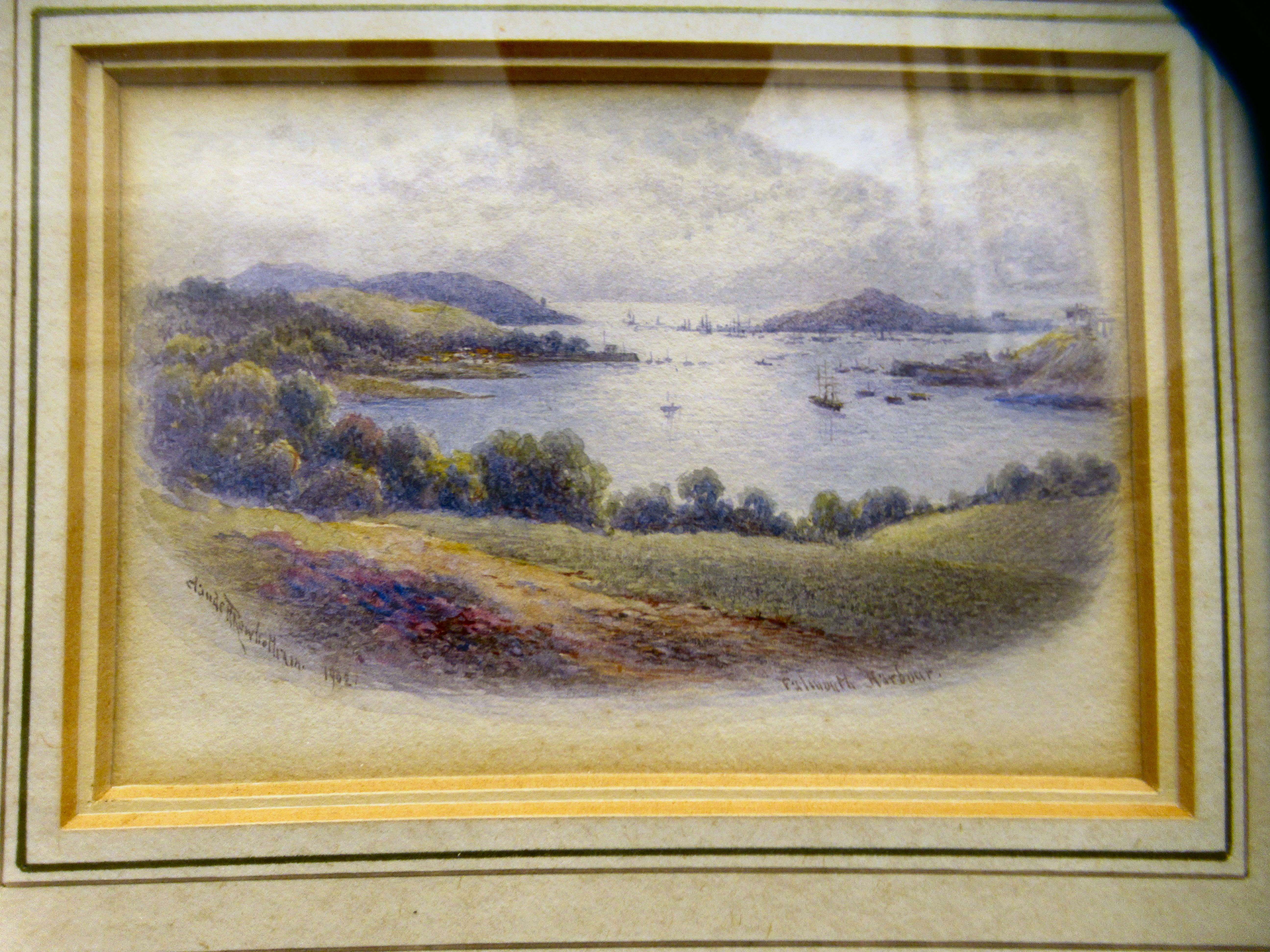 Claude H Robotham - 'Falmouth Harbour'  watercolour  bears a signature, inscription & labels