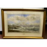 George Lothian Hall - 'The Wreck'  watercolour  bears a signature & dated 1880  15" x 27"  framed