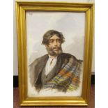 Late 19thC Continental - a head and shoulders portrait, a bearded man  oil on ceramic plaque  18"