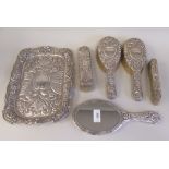 A late Victorian silver tray, decorated with flora, foliage, C-scrolled and pierced ornament  11"