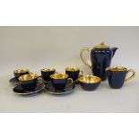 A Jersey pottery tea set  comprising five cups and saucers, a teapot, cream jug and sugar basin,