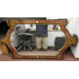 A 19thC style mirror, the shaped plate set in an intricately designed frame, comprising inked and