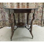 An Edwardian string and bone inlaid rosewood occasional table of octagonal form, raised on