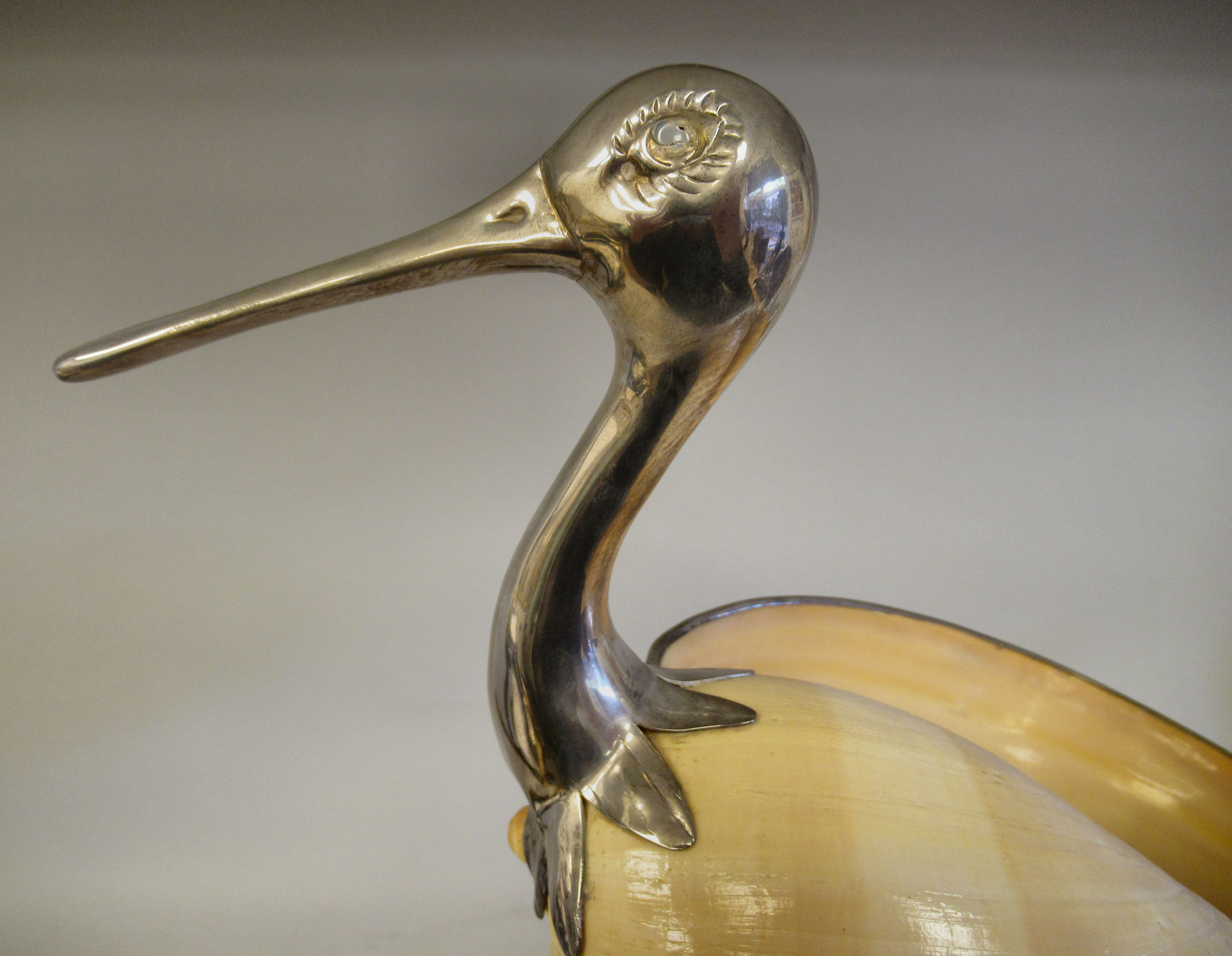 A 1970s Gabriella Binazzi white metal and shell sculpture, a wading bird  bears an impressed mark - Image 7 of 10