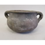 An Antique pottery twin handled pot  7"dia