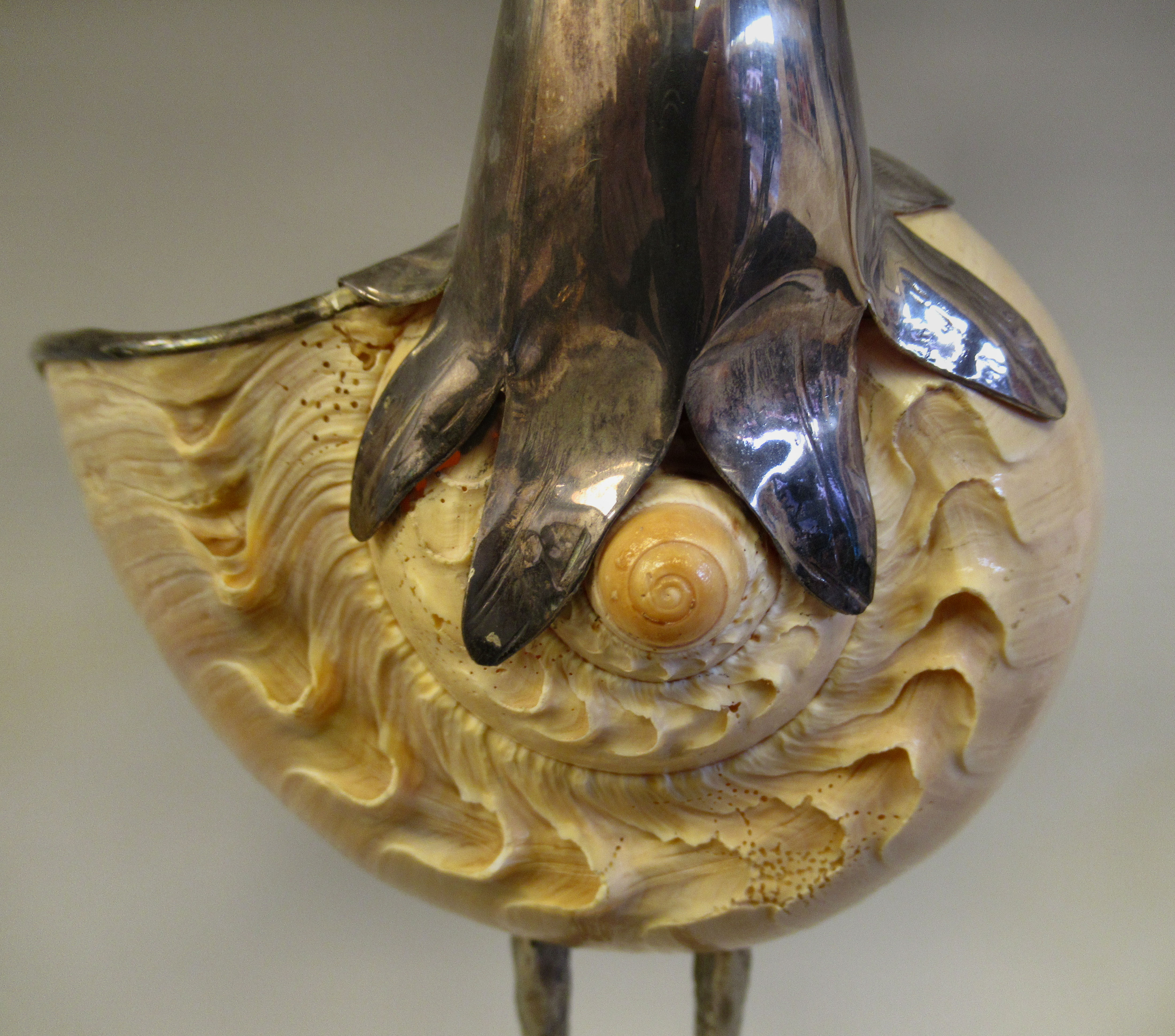 A 1970s Gabriella Binazzi white metal and shell sculpture, a wading bird  bears an impressed mark - Image 6 of 10