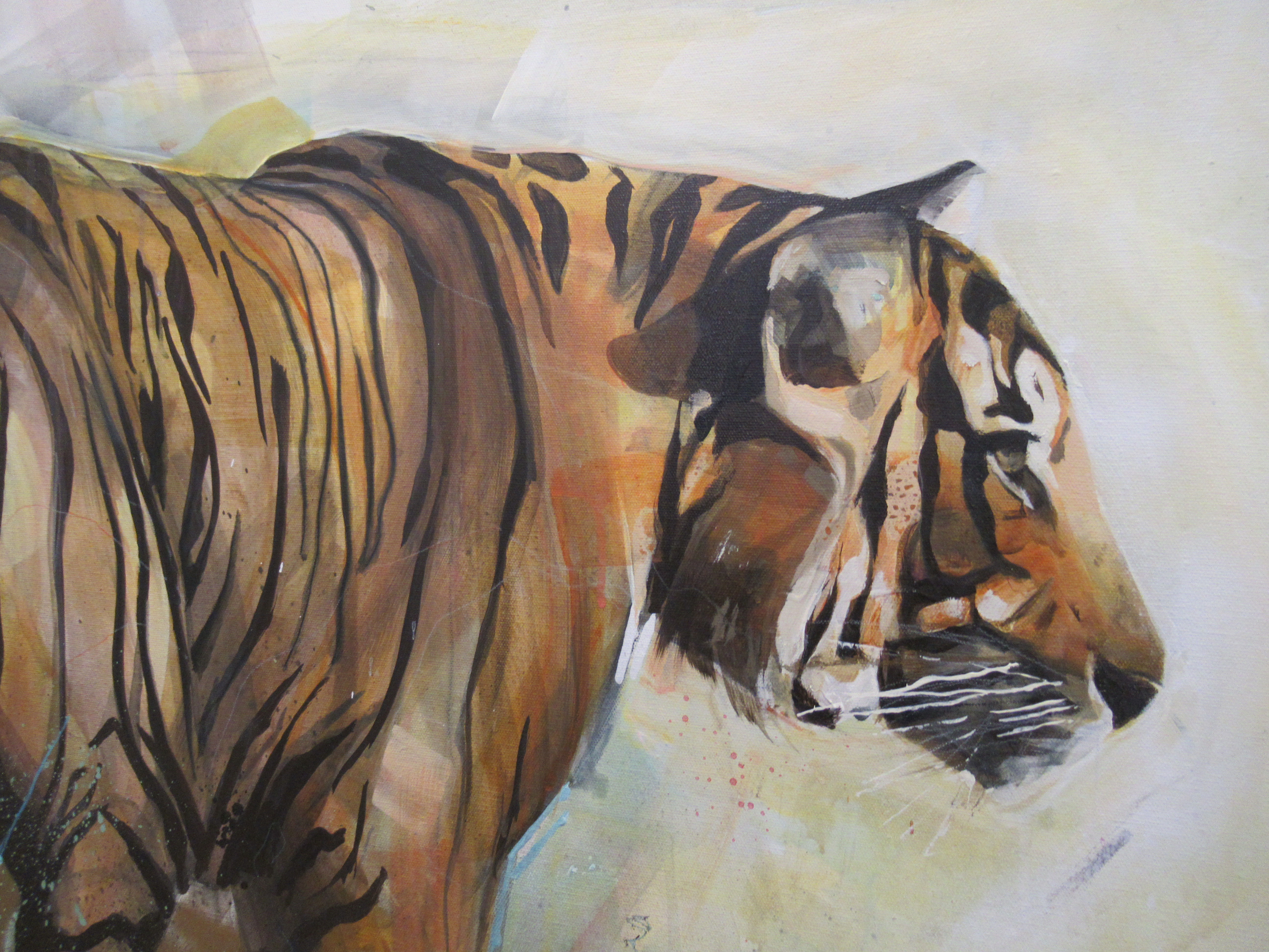 Emily Lamb (granddaughter of David Shepherd) - a prowling tiger  mixed media on canvas  bears a - Bild 4 aus 6