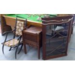 Small furniture: to include a George III mahogany night commode with a tambour front and a drawer,