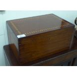 An early 20thC mahogany document box with straight sides and a lockable, hinged lid, having inlaid