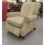 A modern Parker Knoll beige fabric upholstered reclining armchair