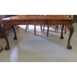 A 1920s/1930s burr walnut coffee table, raised on cabriole legs, talon and ball feet  17"h  38"w