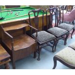 Small furniture: to include a set of three 1930s Queen Anne design mahogany framed dining chairs