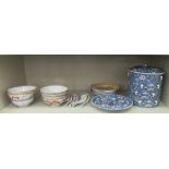 Modern Chinese porcelain tableware: to include a four part food warmer; and six footed bowls