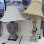 Interior designer accessories: to include a pottery organic design table lamp  18"h
