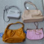 Four modern handbags: to include a Coach in tan leather; and a Marc Jacobs in burnt orange