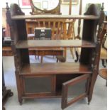 An Edwardian mahogany wall cabinet with two open shelves and two glazed doors  36"h  27"w