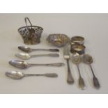 Silver collectables: to include a late Victorian condiments basket with a swing top handle