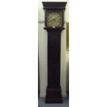 A late 19thC painted pine longcase clock; the 30 hour movement faced by a painted Roman dial 77"h