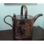 An early 20thC Joseph Sankey & Sons maids, oval copper watering can, embossed in Art Nouveau taste