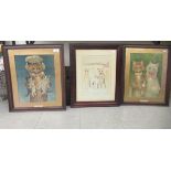 After Louis Wain - comical cat studies  prints  various sizes  framed