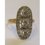 An Art Deco design, silver gilt and paste dress ring