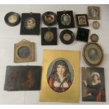 Portrait miniatures, mainly 19thC  mostly prints  largest 6" x 5"