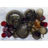 1970s/1980s clear and tinted French glass tableware