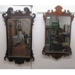 Two 19thC Chippendale style fret carved mahogany framed mirrors  33" x 18" & 34" x 19"