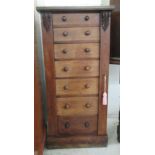 A late Victorian mahogany seven drawer Wellington chest, on a plinth  40"h  19"w